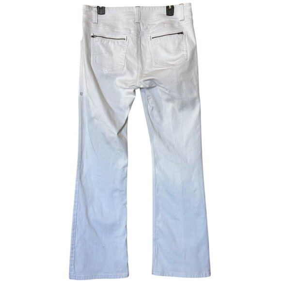 Women's CAbi White Denim Mid-Rise Bootcut Jeans w/Zipper Pockets Size 10 (READ) - Picture 2 of 16